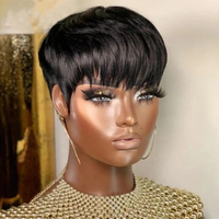 Perruque de cheveux humains coupe courte Pixie pour femmes noires, perruque sans dentelle fabriquée à la machine, perruque pas chère sans colle, vente en gros
