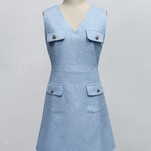 Vestidos Midi de Punto de Poliéster sin Mangas con Cintura Natural y Ajuste Delgado, Estilo Francés, de Alta Gama, Personalizados al por Mayor OEM/ODM - Product Image 3