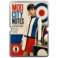 British Mod City Notes Ensemble de cartes à collectionner en métal premium, style rétro Londres années 1960, émail motif billet, objet de collection pour les amateurs d'art