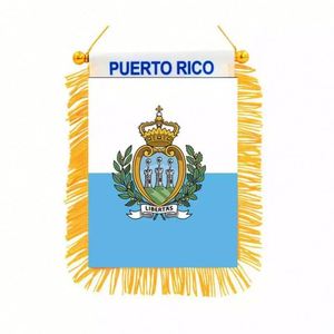 Bandera de Puerto Rico con Logotipo Personalizado, Impresa Digitalmente, para Espejo Retrovisor de Coche y Decoración del Hogar - Product Image 1