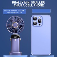 Ventilateur électrique portable mini avec écran LCD, rechargeable sans fil USB, pliable, de poche, pour voiture et extérieur