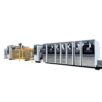 Machine d'impression flexographique 4 couleurs avec découpeuse et rainureuse pour boîtes en carton ondulé, avec système de fabrication de boîtes FFG à défilement vertical intégré