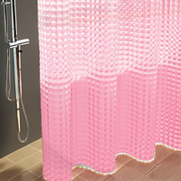 Eazzier Rideau de Douche Moderne Rose Poudré en Plastique Cristal 3D 72x72 Pouces Fin Léger avec Œillets Métalliques Antirouille