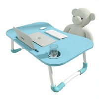 Plateau de lit pliable pour ordinateur portable, bureau paresseux multifonctionnel avec porte-gobelet et emplacement pour tablette, table d'ordinateur portable portable pour dortoir, support de genoux rembourré