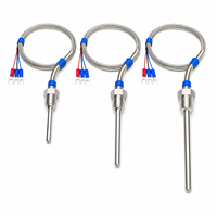 PT100 RTD Temperature Sensor 3 Wire WZP-291 Stainless Steel Fixed Thread Shielded Cable for Industrial Pipeline Control