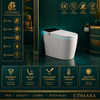 WC intelligent automatique, petit format allongé, à poser au sol, télécommande, céramique, chasse d'eau à capteur au pied, 3.0-6.0L, siège chauffant