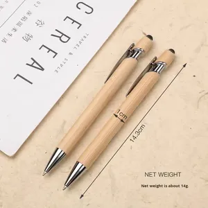 Ensemble de stylos à bille en bambou personnalisés avec écran tactile Maggi, pointe de 1,0 mm, <span class=keywords><strong>impression</strong></span> de logo pour la publicité, cadeaux d'affaires - Product Image 2
