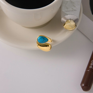 Anello Mirawell alla Moda in Pietra Naturale a Forma di Goccia, Anello Aperto in Acciaio Inossidabile Placcato Oro 18K, <span class=keywords><strong>Anelli</strong></span> Chunky in Acciaio Inossidabile - Product Image 5