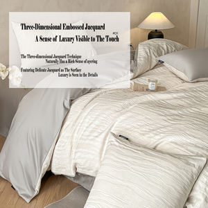 Ensemble de literie en jacquard 100% coton, quatre pièces, comprenant drap, taies d'oreiller, housse de couette - Product Image 6