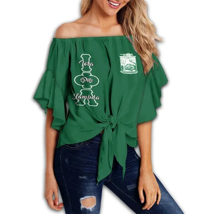 Iota Phi Lambda Sorority Green Blouses For Women Personalized Custom Logo Blouses & Shirts Fashion Ruffle Chiffon Blouse