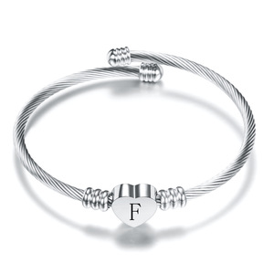 Wholesale Women's Stainless Steel Material Cuff Bangle <b>Bracelet</b> Gold Silver Rose Gold Color Waterproof Custom Design <b>Initial</b> - Product Image 6