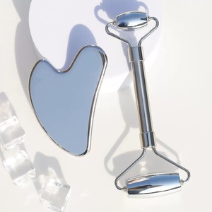 Maßgefertigtes Edelstahl-Gesichtsmassage-Roller und <span class=keywords><strong>Gua</strong></span>-<span class=keywords><strong>Sha</strong></span>-Set Großhandel Edelstahl-Metall-Gesichts-Guasha-Roller Hautpflege-Tool - Product Image 6