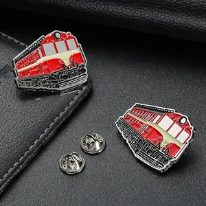 Custom Design Metal Soft Enamel Red Trolleybus Streetcar Tram Train Pin Badge