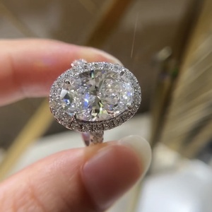 14K Oro Blanco VS DEF Color IGI Certificado 4CT Oval Cut Halo Diamante CVD Lab <span class=keywords><strong>Diamond</strong></span> <span class=keywords><strong>Ring</strong></span> - Product Image 2