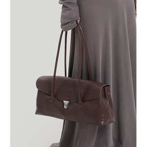Women's Genuine Leather Boston <b>Bowling</b> Bag Fashion Zipper Closure High-end Two Straps for Daily Commute - Product Image 3