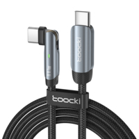 Toocki kabel pengisian daya Usb, kawat 90 derajat 1m siku Usb a ke tipe-c Usb2.0 untuk ponsel