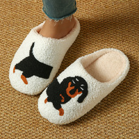 Chaussons uniques pour chiens, motif Teckel avant et arrière, confortables et en peluche, pour les propriétaires de chiens