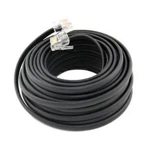 25 Feet Black Standard RJ11 4P4C 4P2C Plug Phone Telephone Extension Cord Cable Wire