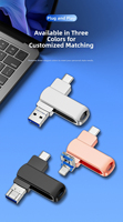 Clé USB 3 en 1 en métal Type C USB 3.0 2.0 Stick Pendrive 16 Go-64 Go OTG Flash Drive Nouvelle haute qualité pour iPhone PC Téléphone
