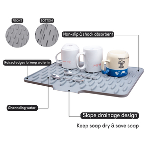 Tappetino Scolapiatti in Silicone Autodrenante, Vassoio Drenante a Cascata per Piano Cucina, Antiscivolo e Resistente al Calore - Product Image 5