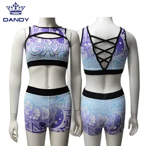 Customizable wholesale cheer and dance practice wear girls sexy cheap compression training outfits
