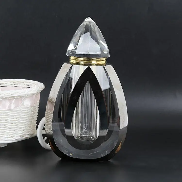 50ML 100ML diamond shaped dark gray crystal decorative attar perfume bottles