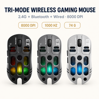 Souris de jeu RGB 3 couleurs, coque en nid d'abeille, 8000 DPI, 74g, type C, filaire, 2.4G, pour Esports, ordinateur de bureau