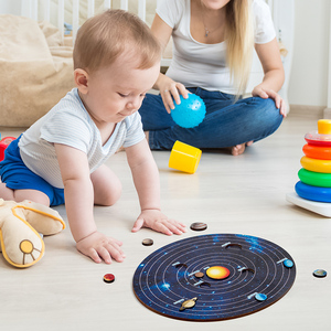 Planche cognitive du système solaire <span class=keywords><strong>Montessori</strong></span>, puzzle 3D, jouet éducatif en bois sensoriel pour enfants de 2 à 4 ans - Product Image 3