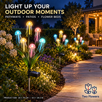 Lampes solaires de jardin en forme de méduse, 6 têtes, multicolores, thème végétal, lampes décoratives d'extérieur pour jardin, allée, patio, fleurs