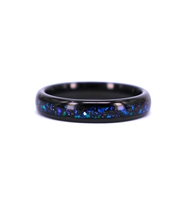 Bague de mariage en carbure de tungstène noir opale de feu bleue écrasée de 4mm pour hommes et femmes Design de bague à la mode