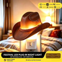 Luz Nocturna LED con Forma de Bota de Vaquero del Oeste, 360 ° Lámpara Decorativa Giratoria con Diseño de Cactus y Enchufe, Estilo Rústico, Venta al por Mayor de Fábrica, OEM, Regalo