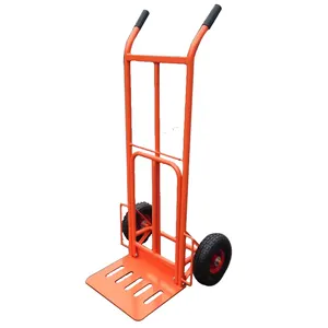 HT-1824 Heavy Duty thép gấp tay xe tải dolley giỏ hàng Tay xe đẩy với khả năng chịu tải 250kg 10x3.5 inch khí nén bánh xe