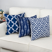 Housse de coussin bleue de Style nordique Simple, taie d'oreiller avec imprimé géométrique, décoratif pour la maison