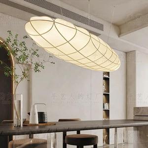 Lustre ovale moderne en tissu, lumière LED pour salon, salle à manger, hall d'hôtel, couleur blanche - Product Image 3