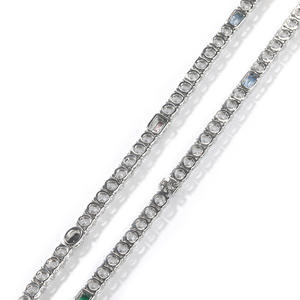 قلادة تنس براقة 5 مكعب من الزركونيا باللون الأخضر والوردي لهجات على شكل قلب متقاطع للذكرى السنوية لؤلؤ للنساء - Product Image 4