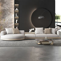 Canapé d'angle minimaliste italien en forme de U pour salon, structure en bois massif, revêtement en coton, canapé d'angle haut de gamme, grand luxe léger