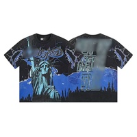 Nouvelle Collection Été GOD T-shirt Ample à Manches Courtes en Coton Pur Respirant Style Streetwear Rétro Délavé Imprimé Groupe de Rock
