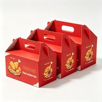 Boîte à poulet frit personnalisée en gros, emballage de restauration rapide de haute qualité avec poignée, boîte à poulet frit imprimée à l'encre de soja