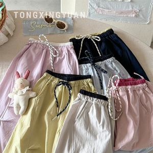 Girls Pants Summer Thin Cotton Solid Color Casual Long Trousers For Children Quick Drying Mosquito Proof - Product Image 5