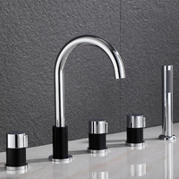 Robinet de baignoire et mitigeur de douche 5 trous en laiton massif de style européen avec jet de massage pour projets d'appartements