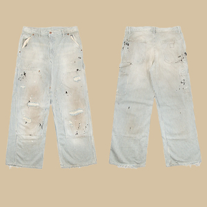 Jeans de hombre ODM de Hong Kong, estilo Dirty Washed a rayas, vaqueros de pierna ancha personalizados, vaqueros de algodón de peso medio, vaqueros rasgados al por mayor. - Product Image 5