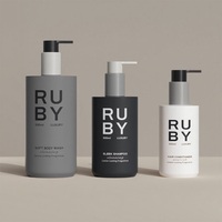 Bouteilles de shampooing et d'après-shampooing en plastique HDPE réutilisables de 250 ml, 300 ml, 450 ml, au toucher doux, avec logo personnalisé, emballage pour soins de la peau