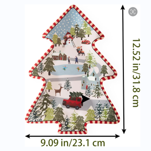 Christmas Tree Melamine <strong>Tray</strong> - Santa &amp; Snowman Pattern | Ideal for Holiday Treats, <strong>Candy</strong>, and Feasts Festive Tableware - Product Image 2