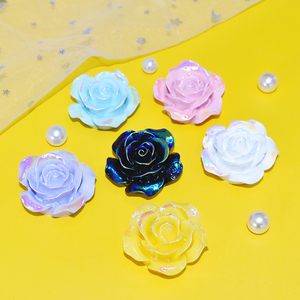 Cabochon en résine 3D en forme de rose couleur AB pour la fabrication de bijoux DIY, accessoires pour coques de téléphone, ornements de mariage - Product Image 6