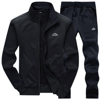 Ensemble Deux Pièces Haute Qualité Printemps et Automne Confortable Respirant de Course à Manches Longues et Pantalon Long pour Hommes, Tenue de Sport Décontractée