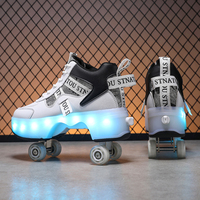 Chaussures à roulettes LED personnalisées à quatre roues pour garçons et filles avec tige en PU et doublure en maille, chaussures de marche automatiques