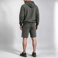 Ensemble sweat à capuche et short pour homme, vert olive, 2 pièces, pull à capuche, short de jogging à cordon, automne, personnalisable OEM ODM