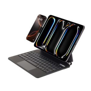 <span class=keywords><strong>Support</strong></span> de <span class=keywords><strong>clavier</strong></span> pour iPad Magic Keyboard en cuir PU anti-salissure avec <span class=keywords><strong>pied</strong></span> ciseaux entièrement incurvé en alliage d'aluminium et <span class=keywords><strong>support</strong></span> magnétique pour téléphone portable - Product Image 2