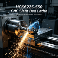 Tour-fraiseuse CNC à banc incliné horizontal robuste HCK6125-550 pour l'usinage d'arbres et de brides