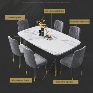 Ensemble <span class=keywords><strong>de</strong></span> <span class=keywords><strong>table</strong></span> et <span class=keywords><strong>de</strong></span> chaises <span class=keywords><strong>de</strong></span> salle à manger <span class=keywords><strong>avec</strong></span> plateau en marbre et structure en métal dépliable - Product Image 2